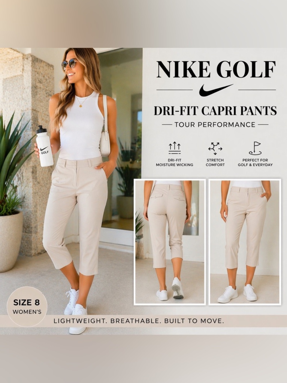 Nike Women's Dri-FIT Capri Pants - Light Beige